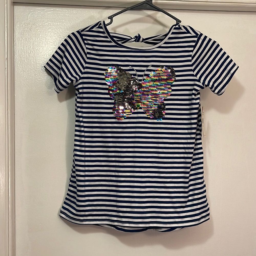 NWT freestyle revolution sequin butterfly shirt size 8